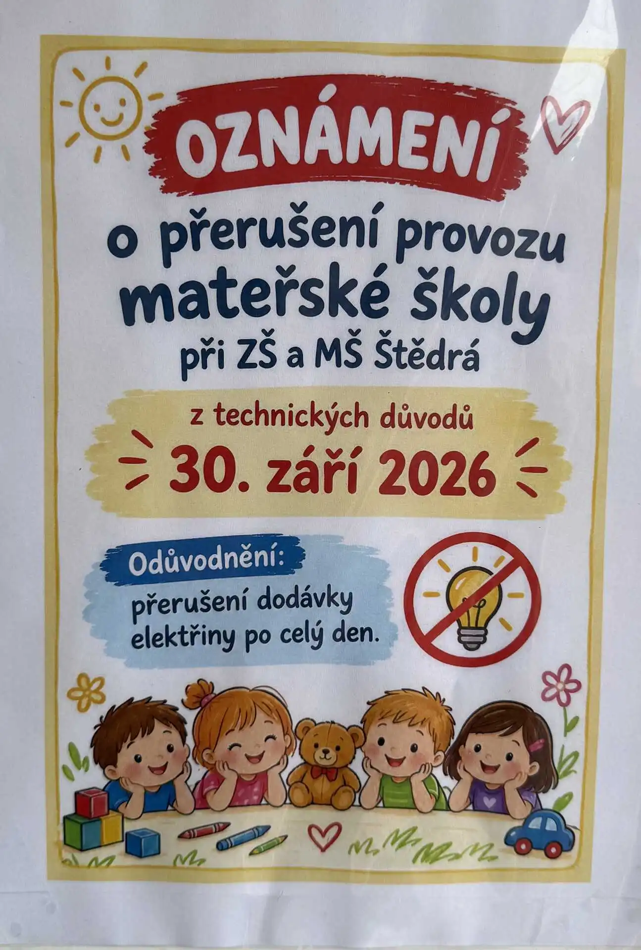 Přerušení provozu MŠ 30.9.2026